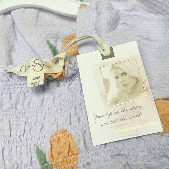 Jessica Simpson Infant Romper Lavender Oranges Hat Sunglasses Size 3/6m NWT - Picture 2 of 4